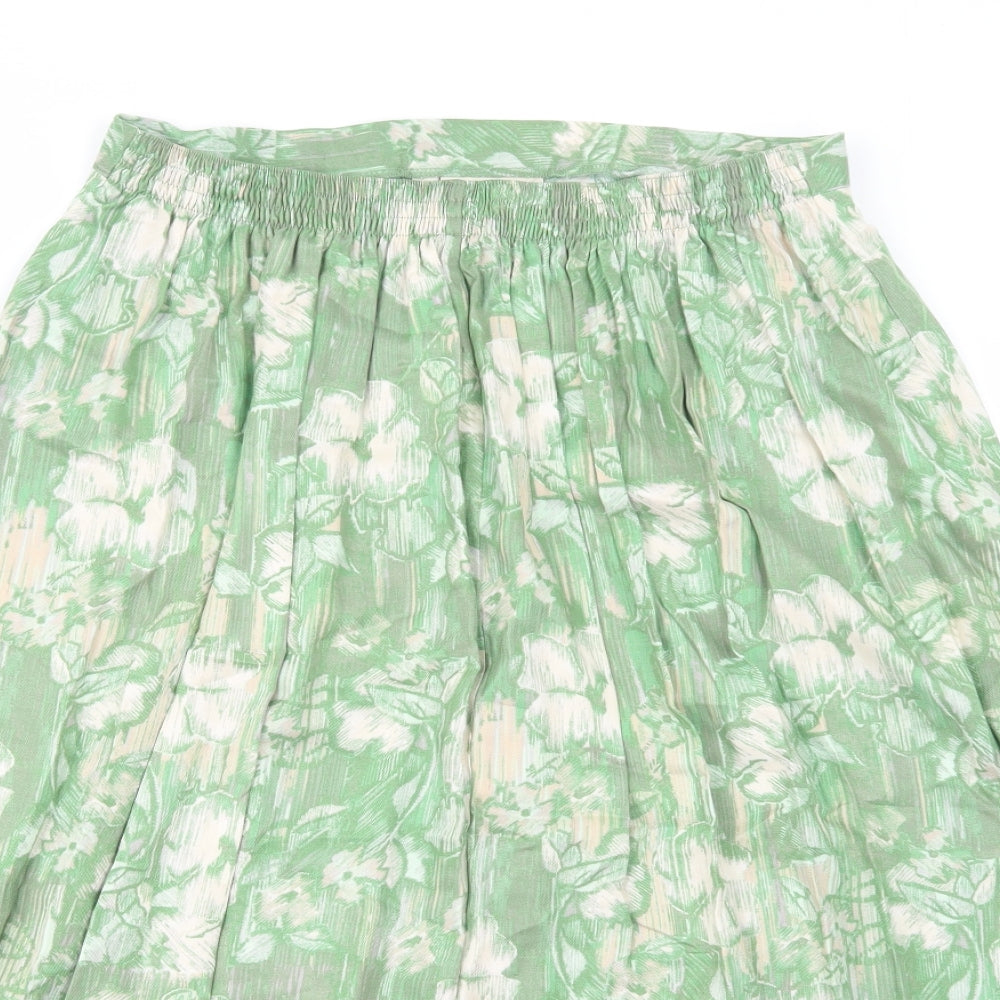 Honor Millburn Womens Green Floral Viscose A-Line Skirt Size 14