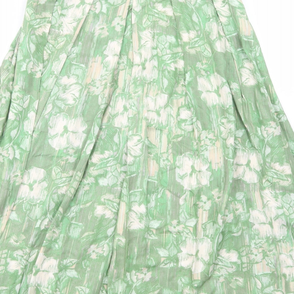 Honor Millburn Womens Green Floral Viscose A-Line Skirt Size 14