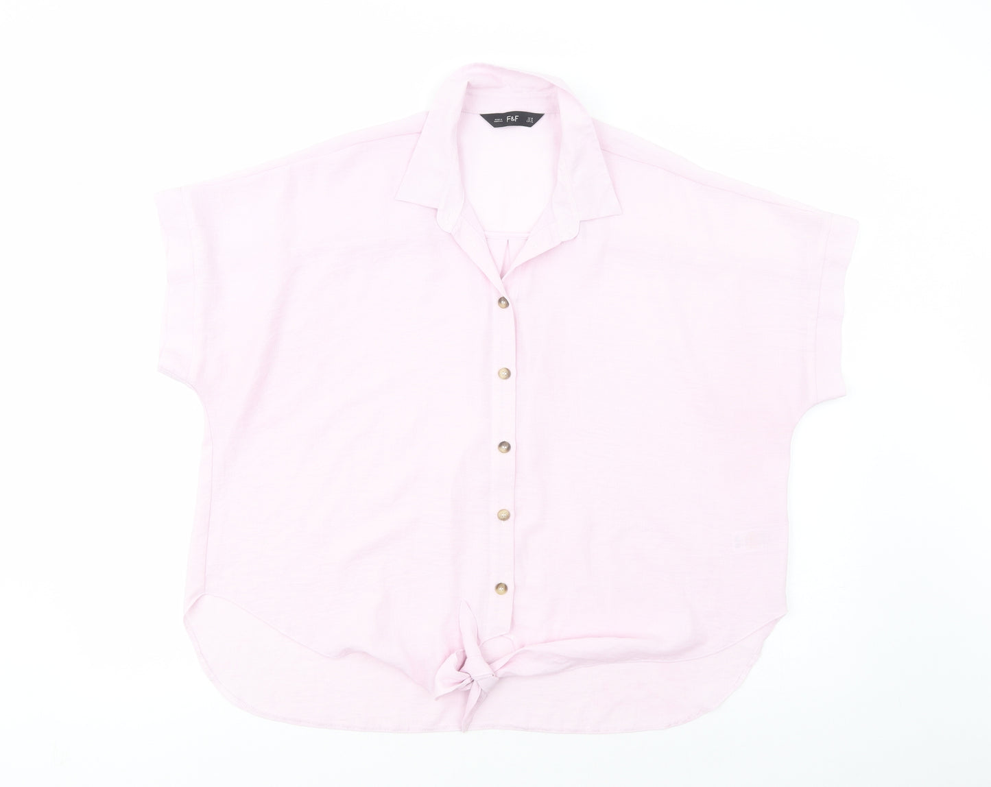 F&F Womens Pink  Polyester Basic Button-Up Size 18 Collared