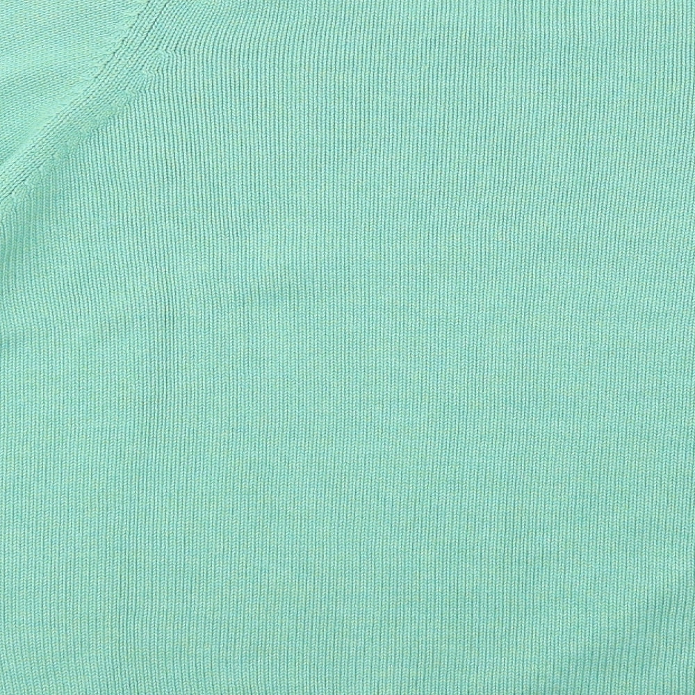 Lands' End Womens Green Crew Neck  Cotton Pullover Jumper Size 18