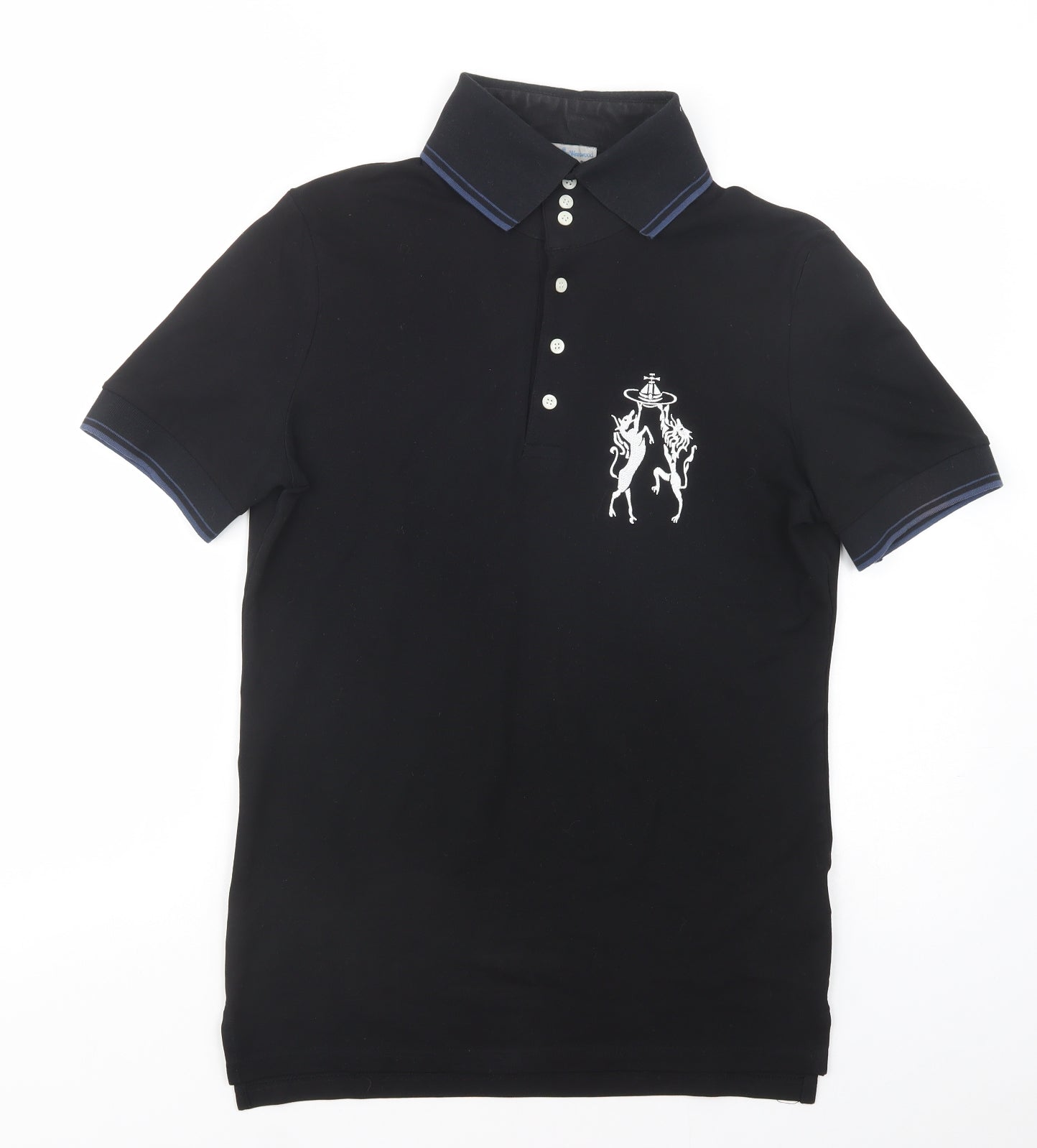 Vivienne Westwood Mens Black  Cotton  Polo Size M Collared Button