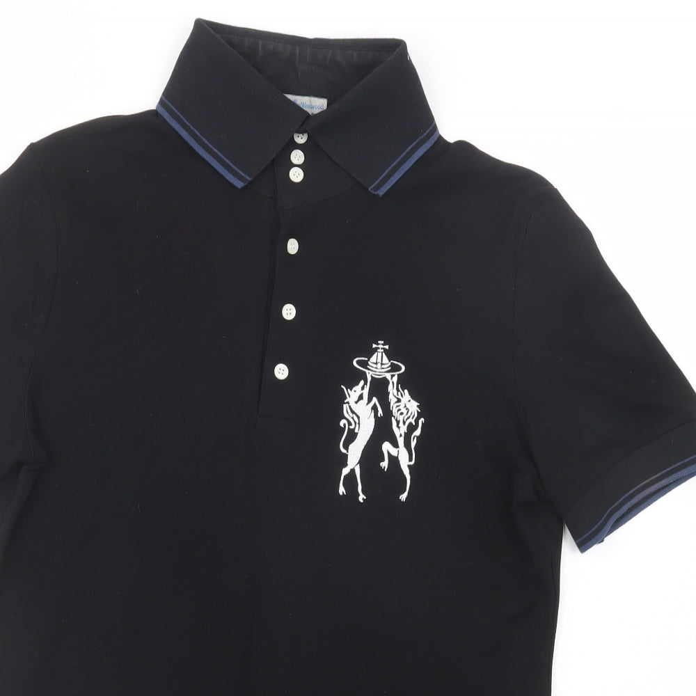 Vivienne Westwood Mens Black  Cotton  Polo Size M Collared Button