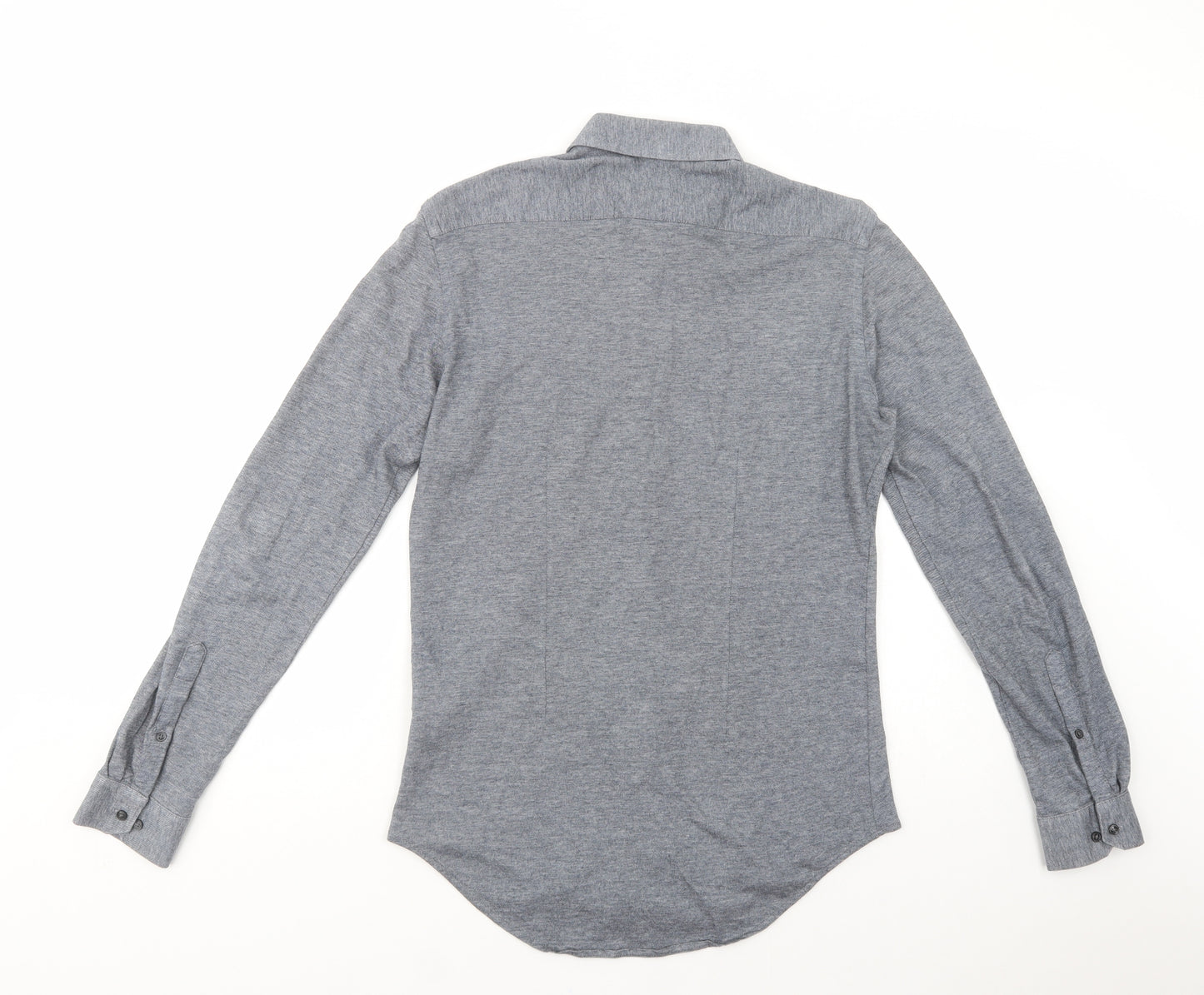 Zara Man Mens Grey  Cotton  Button-Up Size M Collared Button
