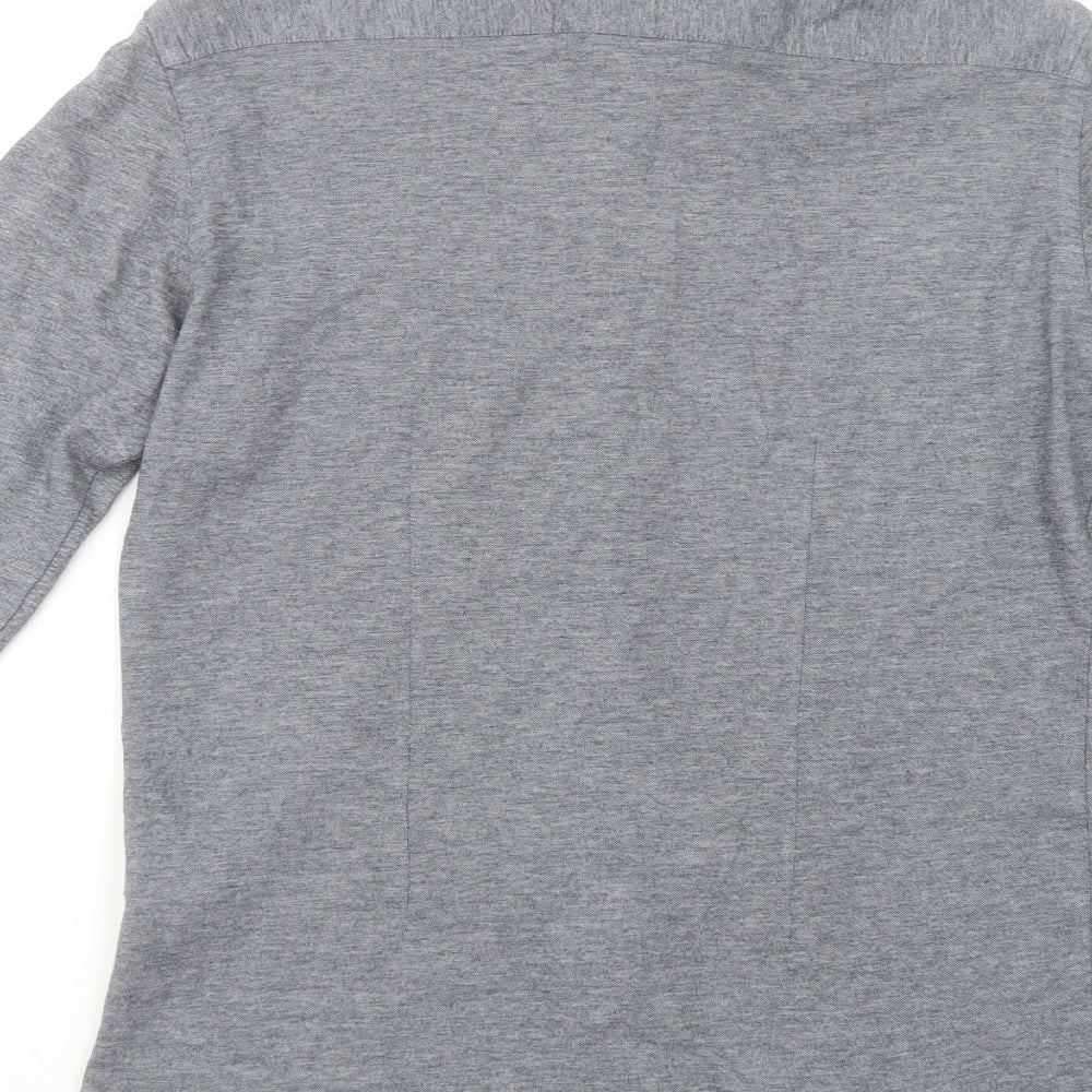 Zara Man Mens Grey  Cotton  Button-Up Size M Collared Button