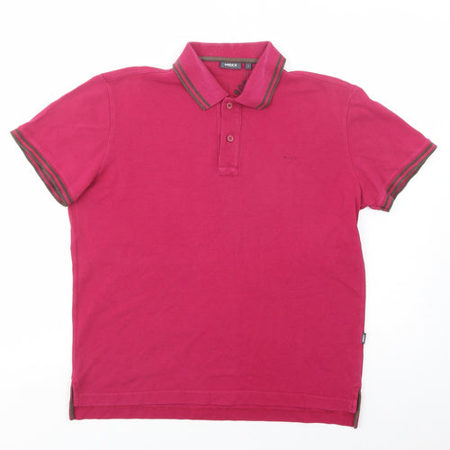 Mexx Mens Pink  Cotton  Polo Size S Collared Button