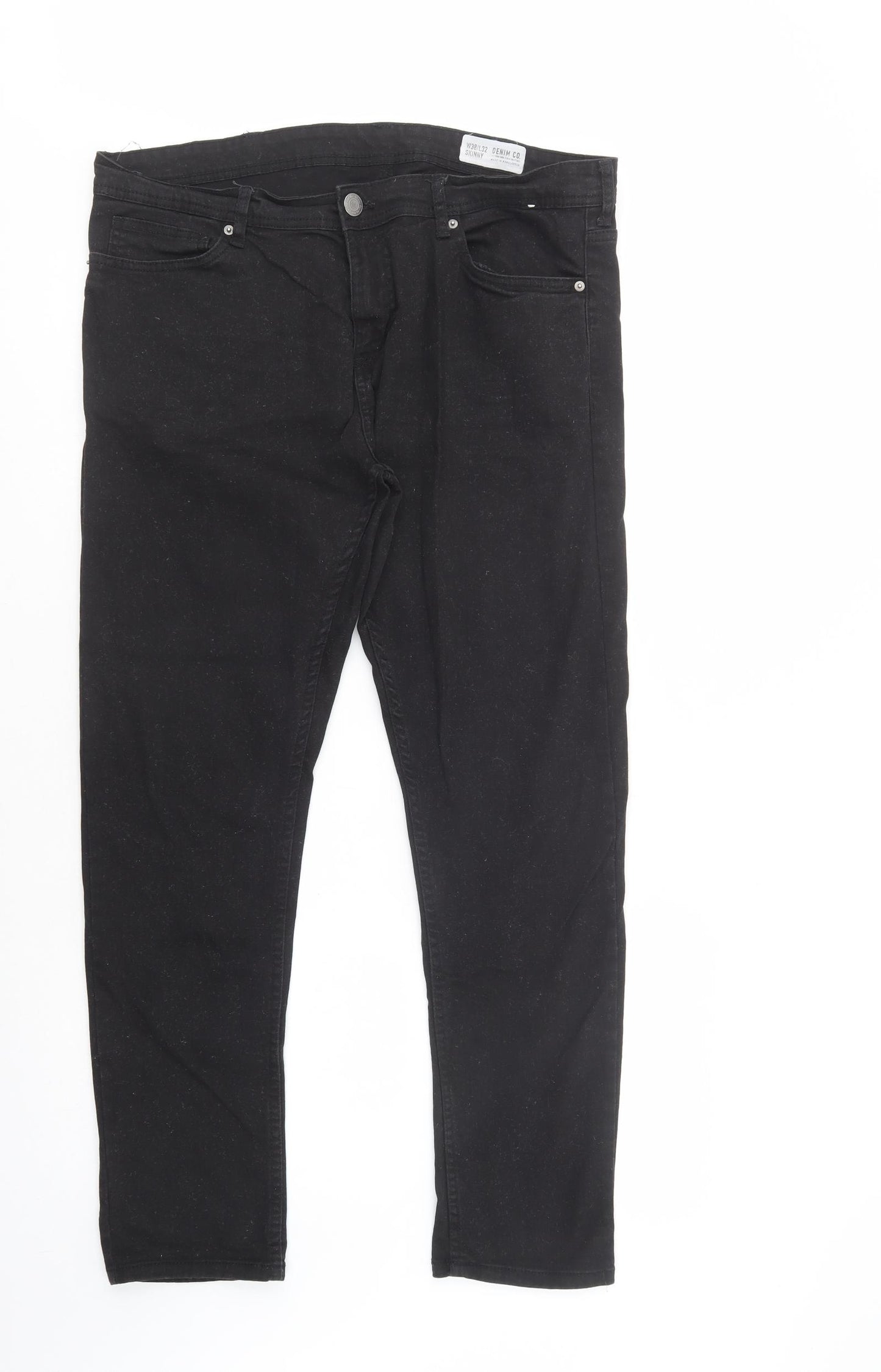 Denim Co. Mens Black  Cotton Skinny Jeans Size 38 in L32 in Regular Button