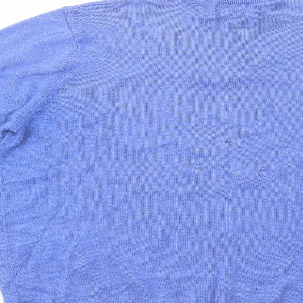 Marks and Spencer Mens Blue V-Neck  Cotton Pullover Jumper Size L