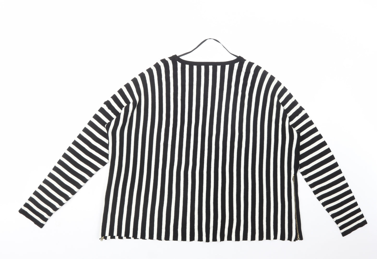 Atmosphere Womens Black Boat Neck Striped Viscose Pullover Jumper Size 18