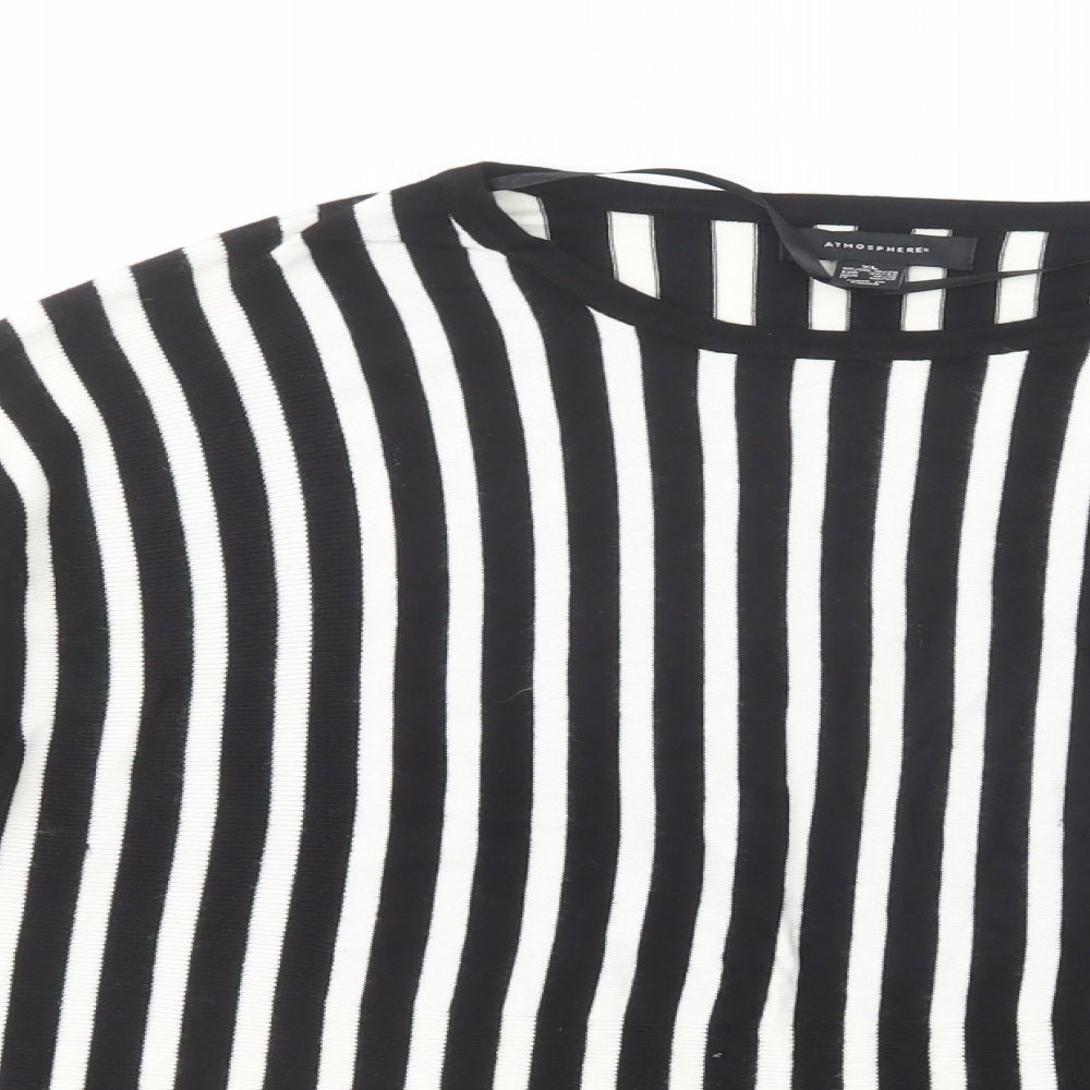 Atmosphere Womens Black Boat Neck Striped Viscose Pullover Jumper Size 18