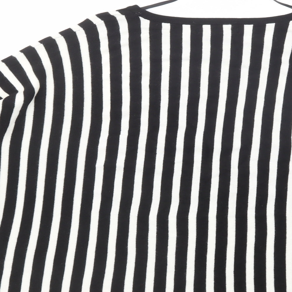 Atmosphere Womens Black Boat Neck Striped Viscose Pullover Jumper Size 18