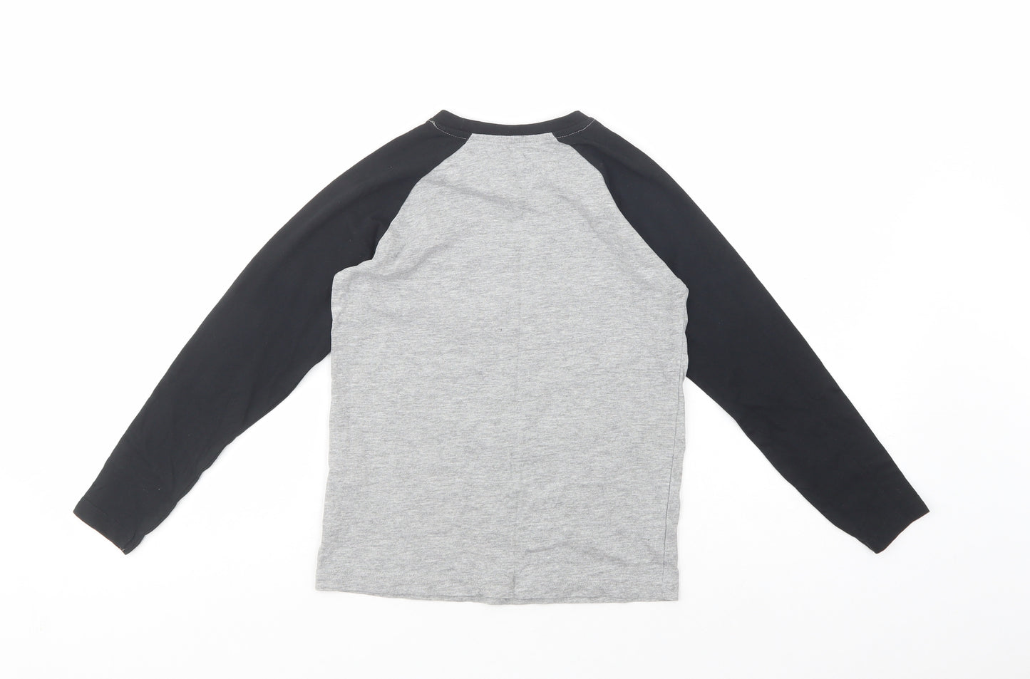Primark Boys Grey Colourblock Cotton Pullover T-Shirt Size 7-8 Years Crew Neck Pullover - Sleep, Skate
