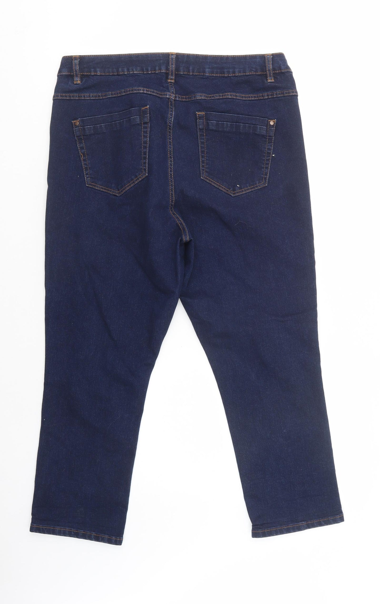 George Womens Blue  Cotton Cropped Jeans Size 18 L25 in Regular Button