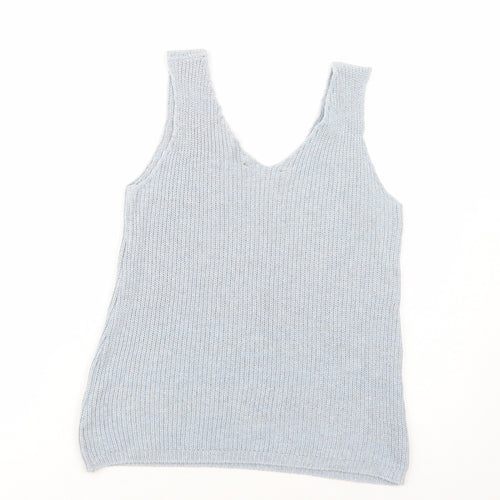 Dorothy Perkins Womens Blue  Acrylic Basic Tank Size 12 V-Neck