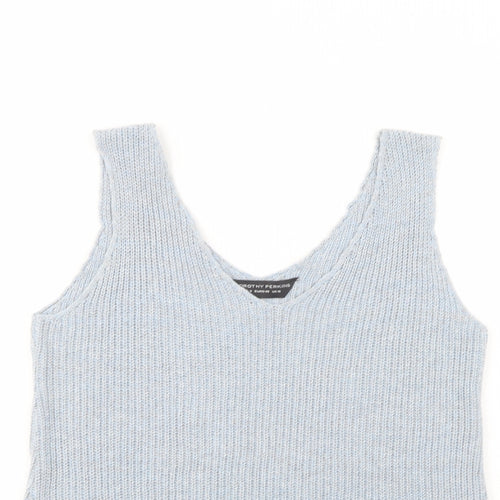 Dorothy Perkins Womens Blue  Acrylic Basic Tank Size 12 V-Neck
