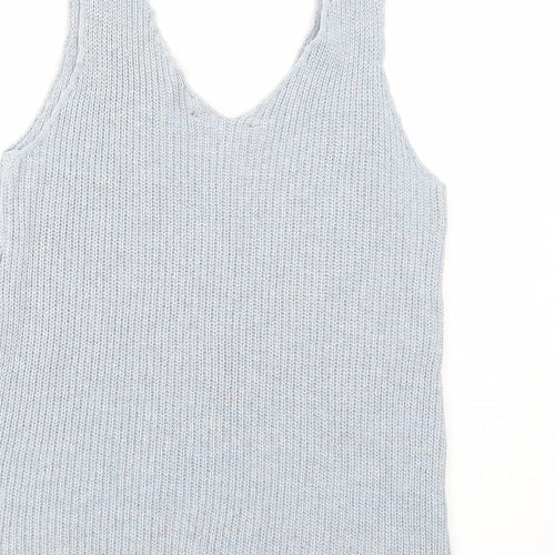 Dorothy Perkins Womens Blue  Acrylic Basic Tank Size 12 V-Neck