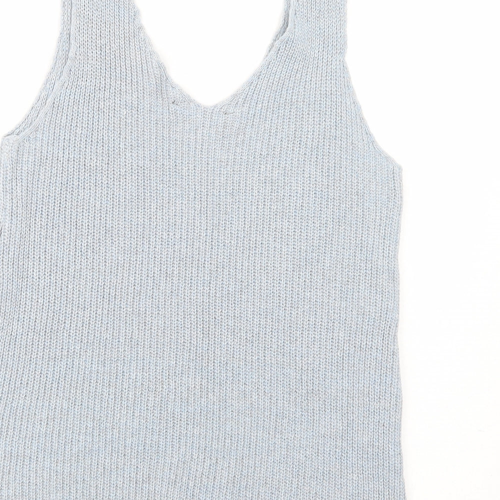 Dorothy Perkins Womens Blue  Acrylic Basic Tank Size 12 V-Neck