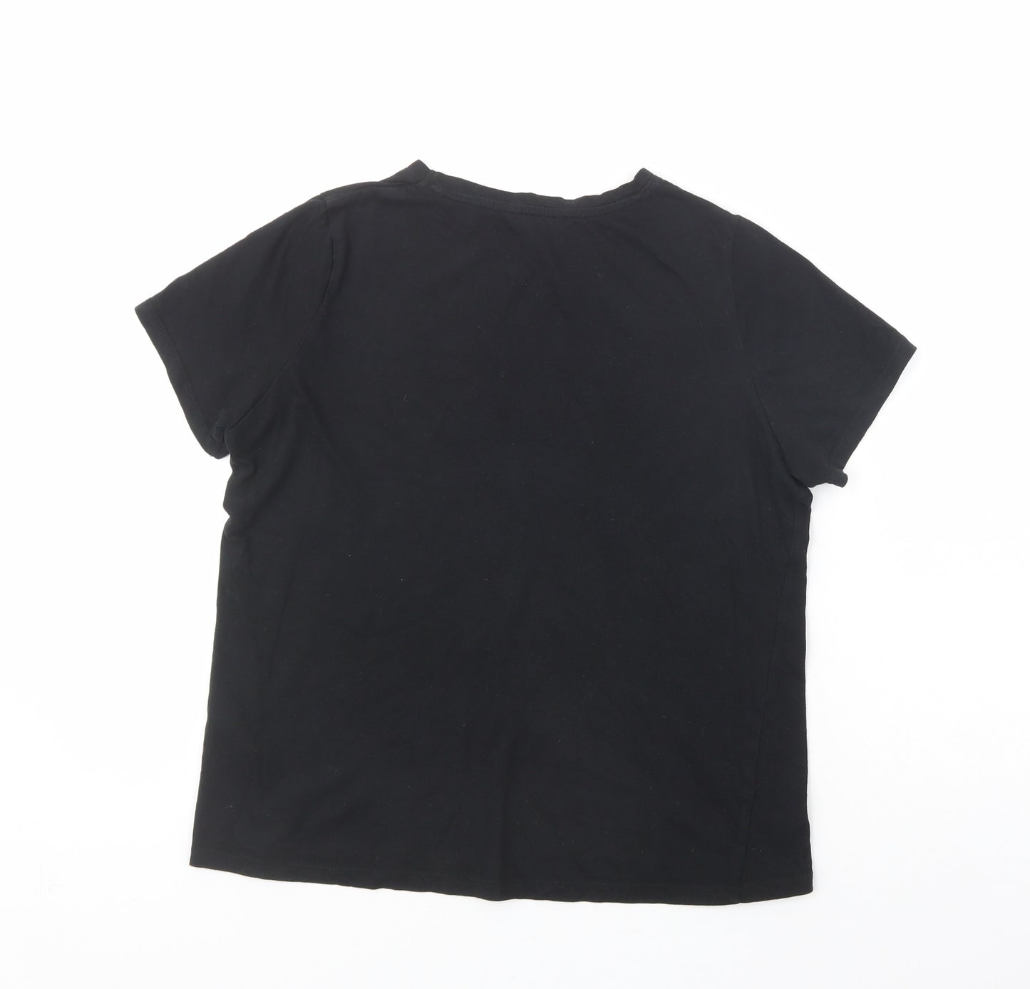 New Look Womens Black  Cotton Basic T-Shirt Size 10 Crew Neck - Honey