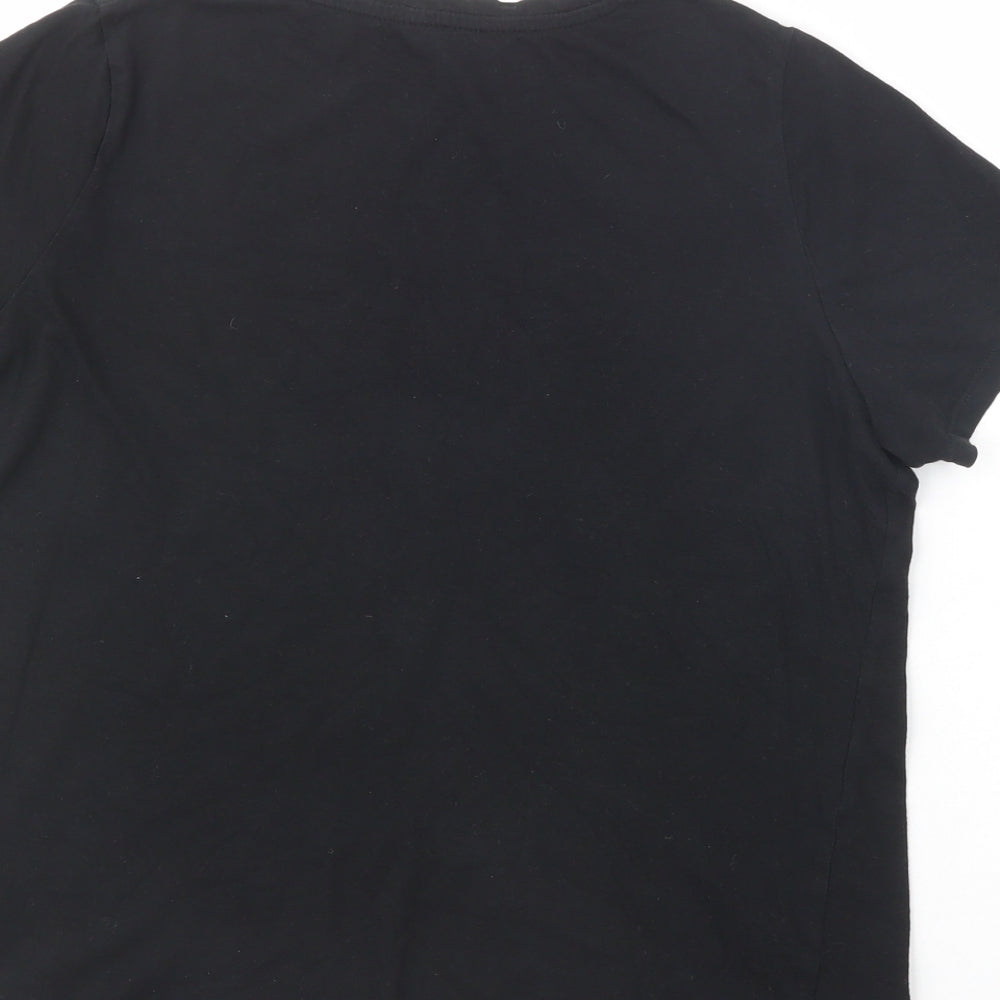 New Look Womens Black  Cotton Basic T-Shirt Size 10 Crew Neck - Honey