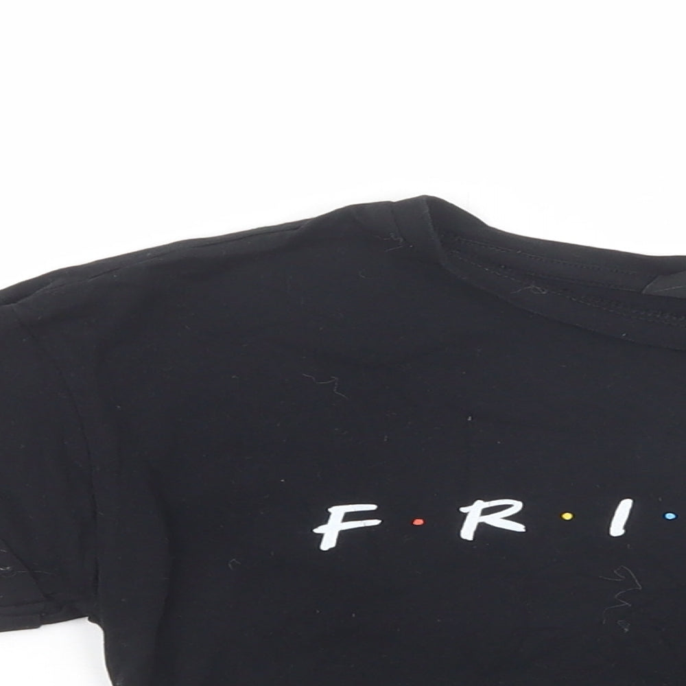 New Look Girls Black  Cotton Cropped T-Shirt Size 10-11 Years Crew Neck Pullover - Friends