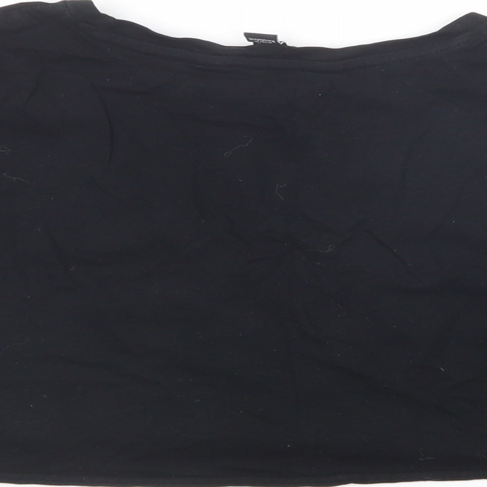 New Look Girls Black  Cotton Cropped T-Shirt Size 10-11 Years Crew Neck Pullover - Friends