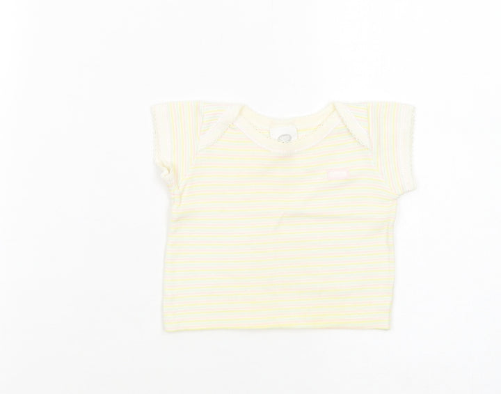 Boots Baby Multicoloured Striped Cotton Basic T-Shirt Size 3-6 Months Crew Neck Pullover