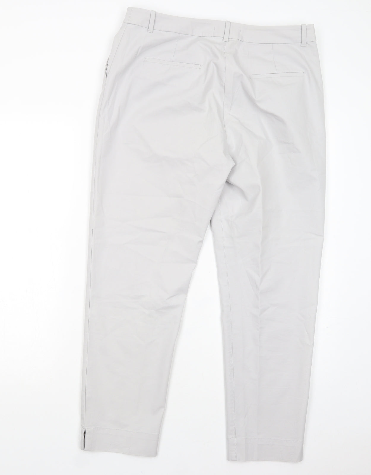 Marks and Spencer Womens Grey  Cotton Chino Trousers Size 14 L28 in Regular Button