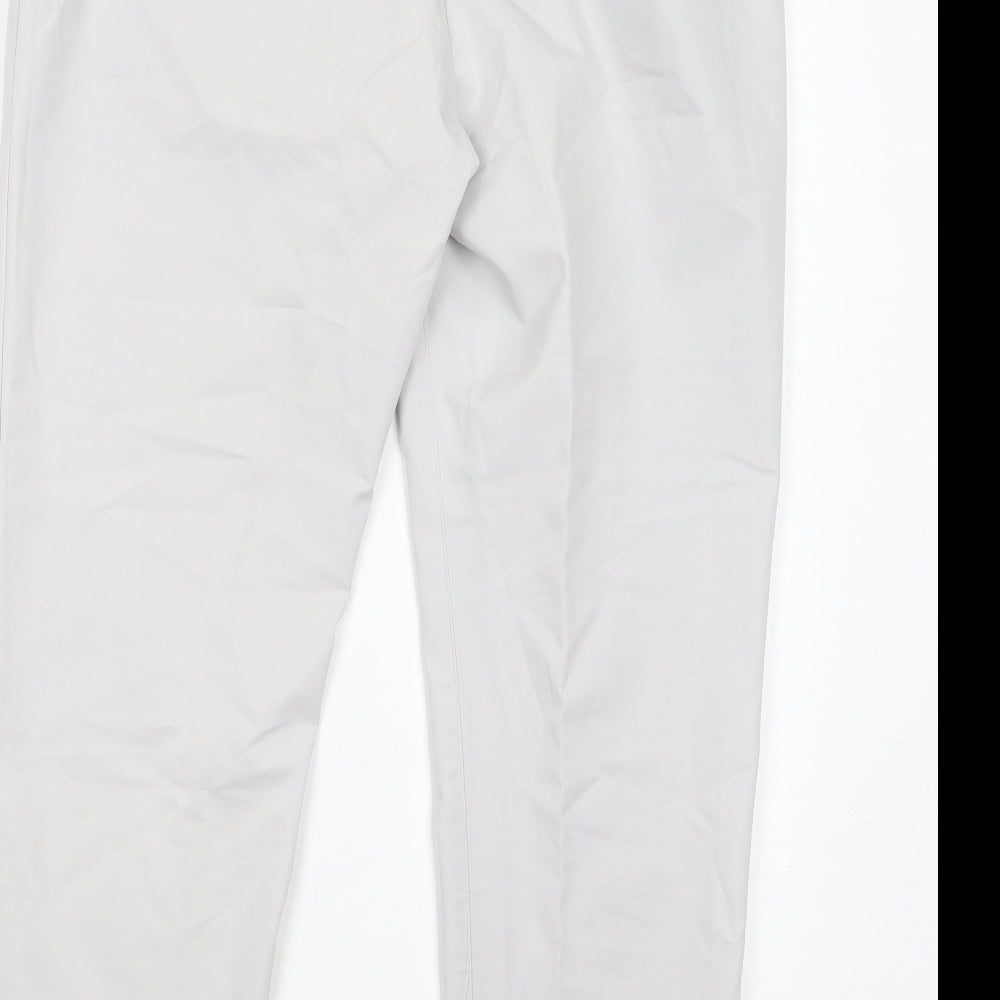 Marks and Spencer Womens Grey  Cotton Chino Trousers Size 14 L28 in Regular Button