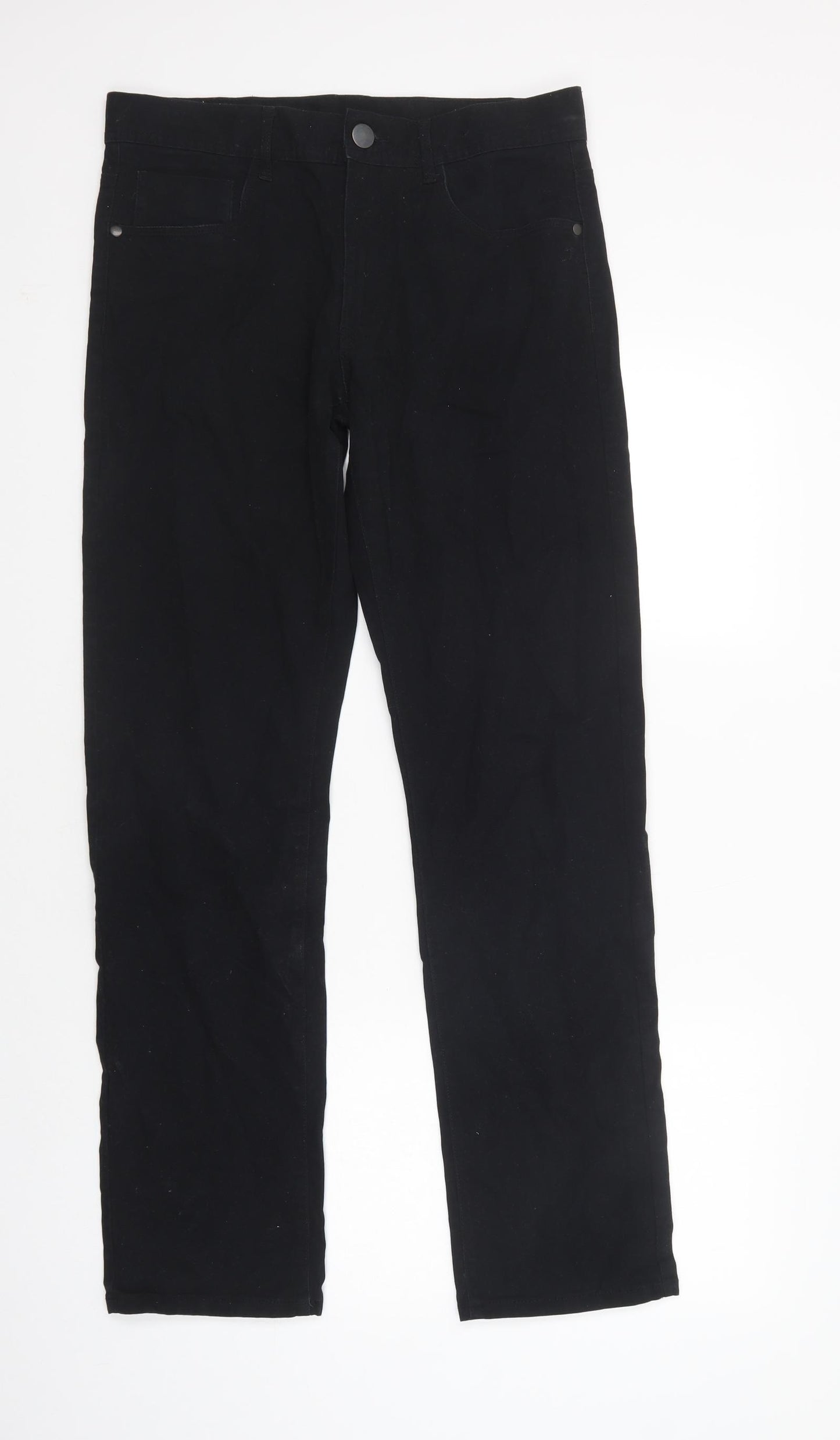 Dunnes Stores Mens Black  Cotton Straight Jeans Size 32 in L32 in Regular Button