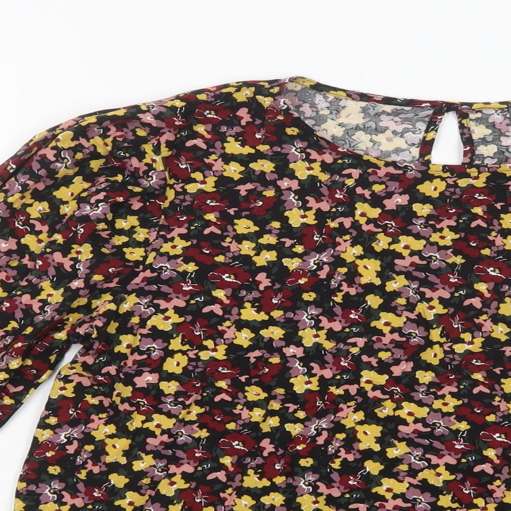 Primark Womens Multicoloured Floral Viscose Basic Blouse Size 8 Boat Neck