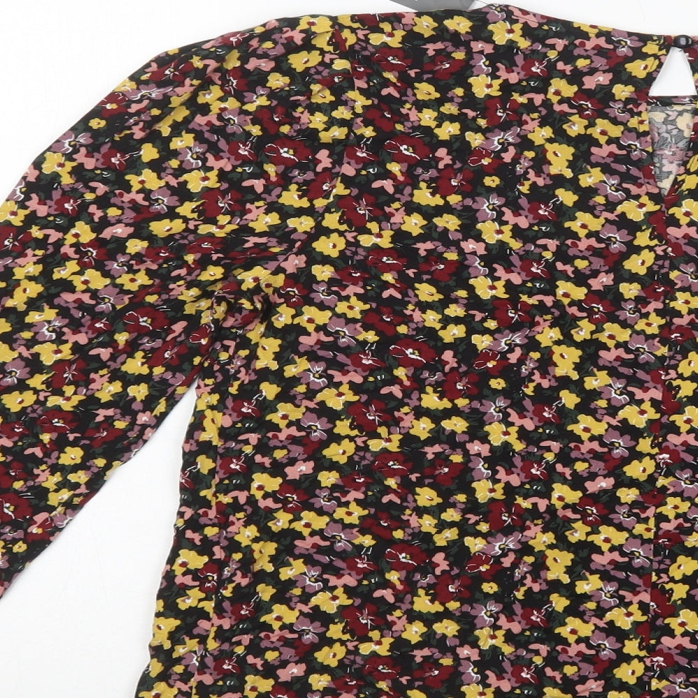 Primark Womens Multicoloured Floral Viscose Basic Blouse Size 8 Boat Neck