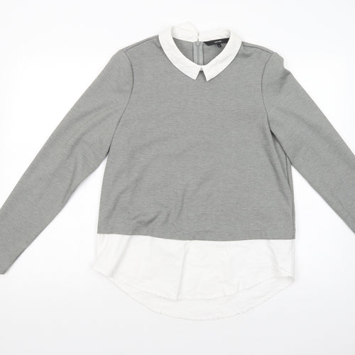 VERO MODA Womens Grey  Polyester Basic Blouse Size M Collared