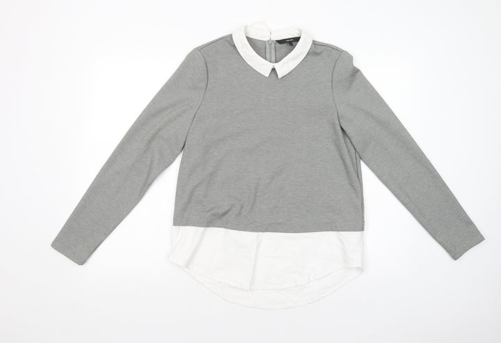 VERO MODA Womens Grey Polyester Basic Blouse Size M Collared