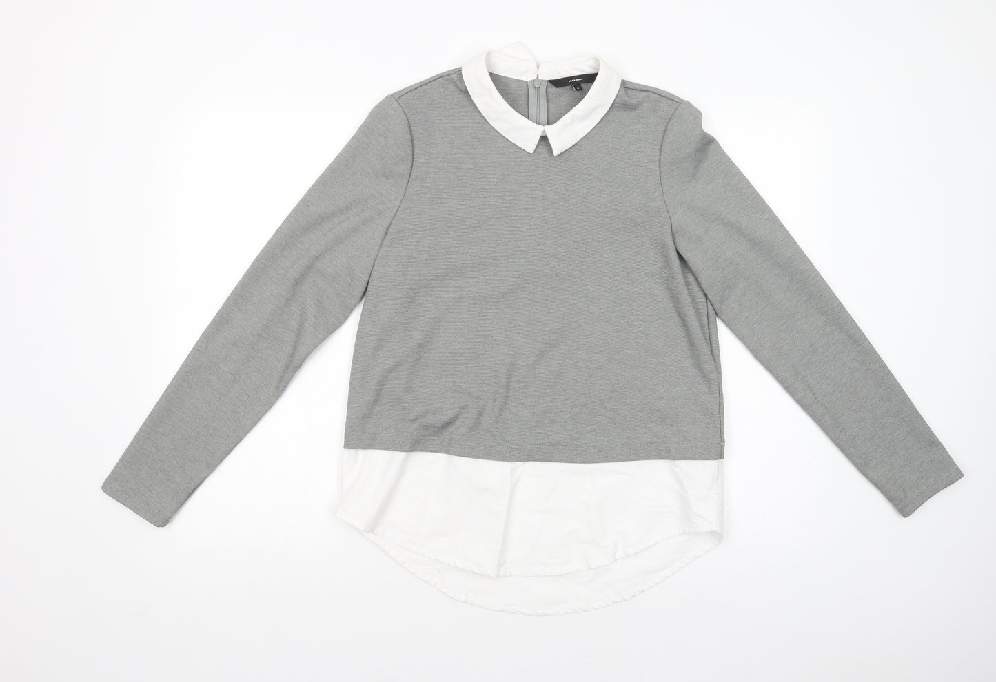 VERO MODA Womens Grey  Polyester Basic Blouse Size M Collared