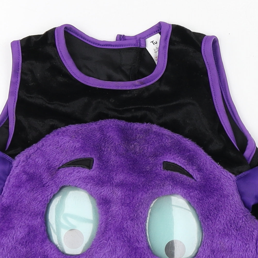 TU Boys Multicoloured  100% Polyester Pullover T-Shirt Size 2-3 Years Round Neck Hook & Loop - Spider Custume