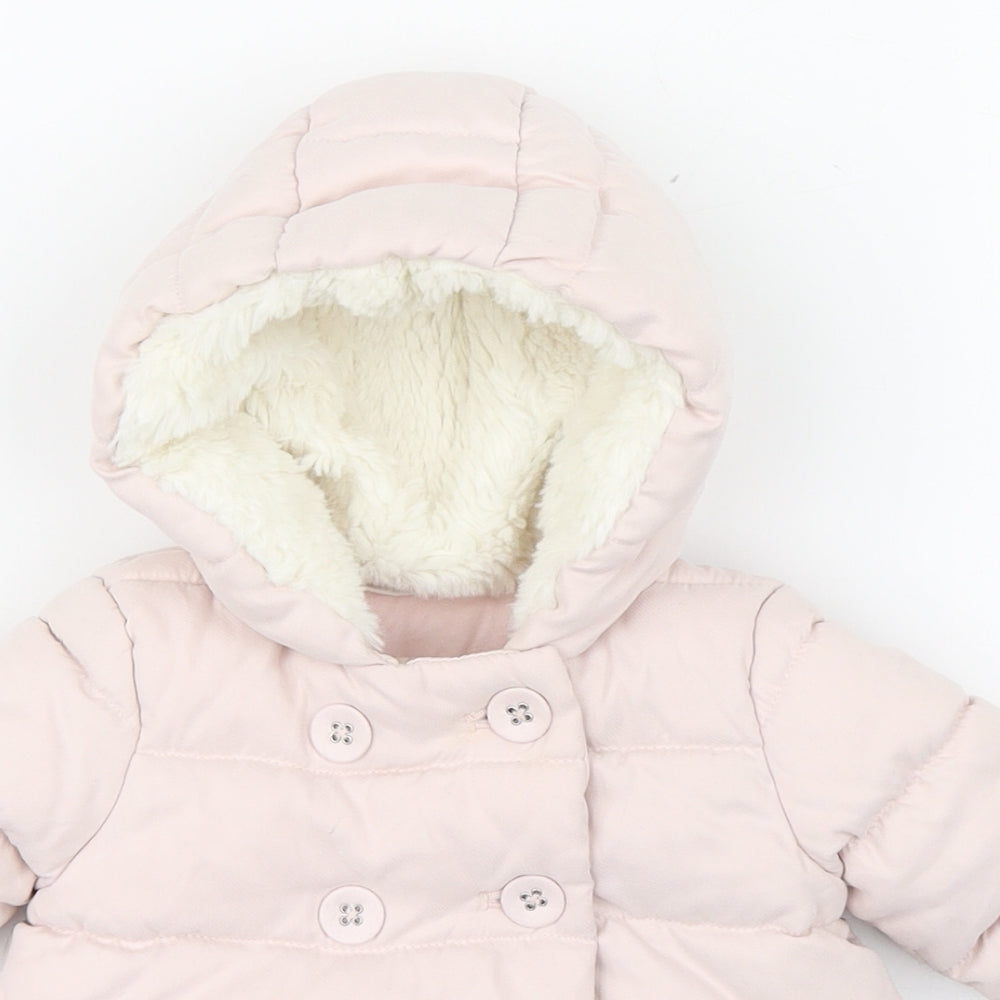 NEXT Girls Pink   Puffer Jacket Coat Size 0-3 Months   Button
