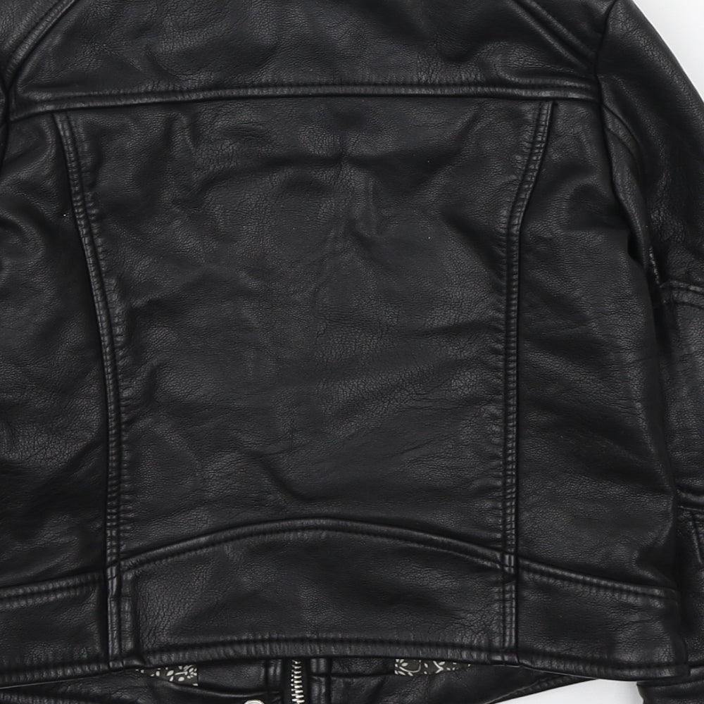 Zara Girls Black   Biker Jacket Size 5 Years  Zip - Faux Leather