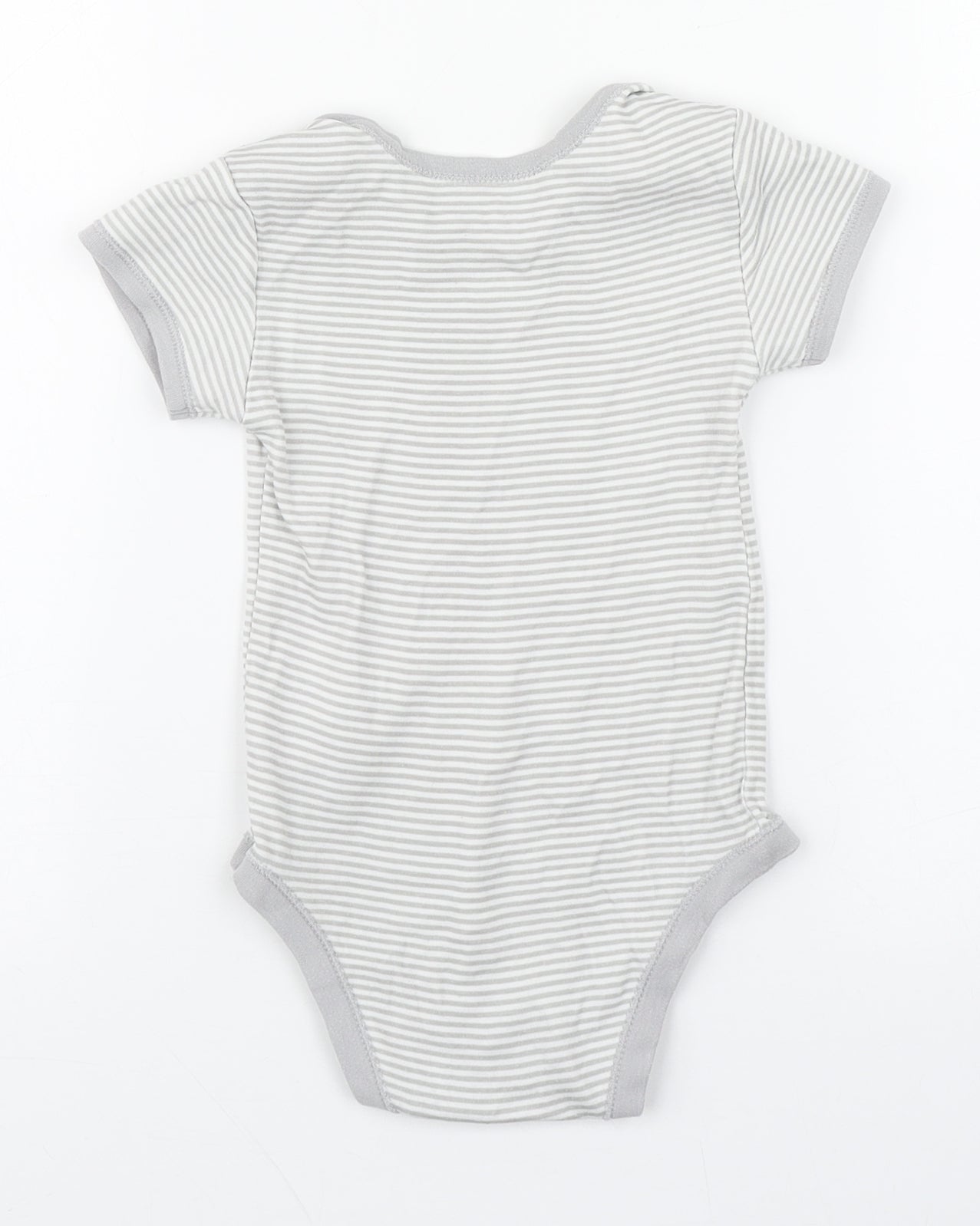 Matalan Baby Grey Striped 100% Cotton Babygrow One-Piece Size 12-18 Months  Button