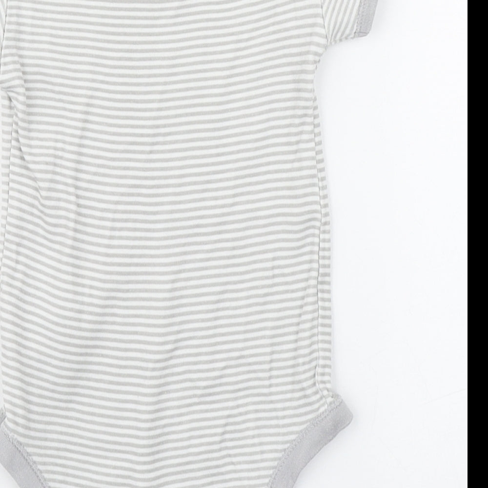 Matalan Baby Grey Striped 100% Cotton Babygrow One-Piece Size 12-18 Months  Button