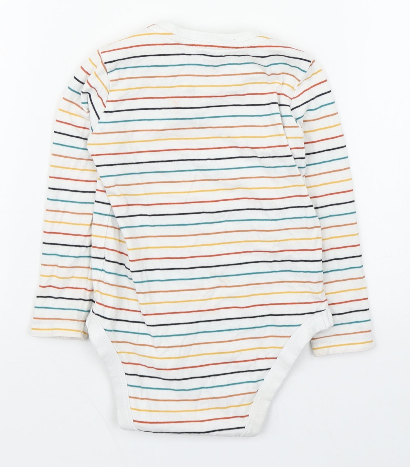 F&F Baby Multicoloured Striped Cotton Babygrow One-Piece Size 12-18 Months  Button