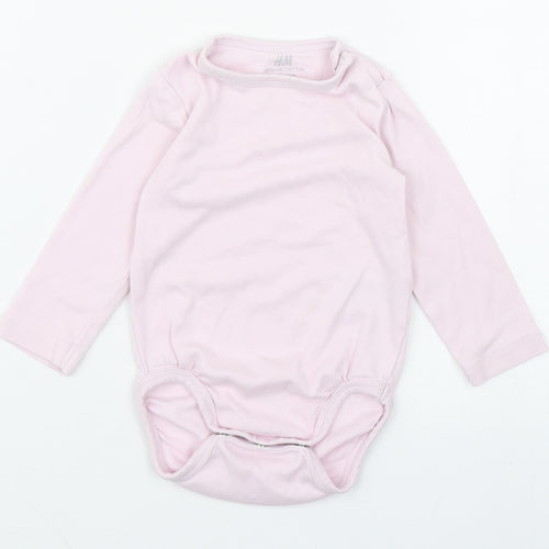 H&M Girls Pink  100% Cotton Babygrow One-Piece Size 6-9 Months  Button