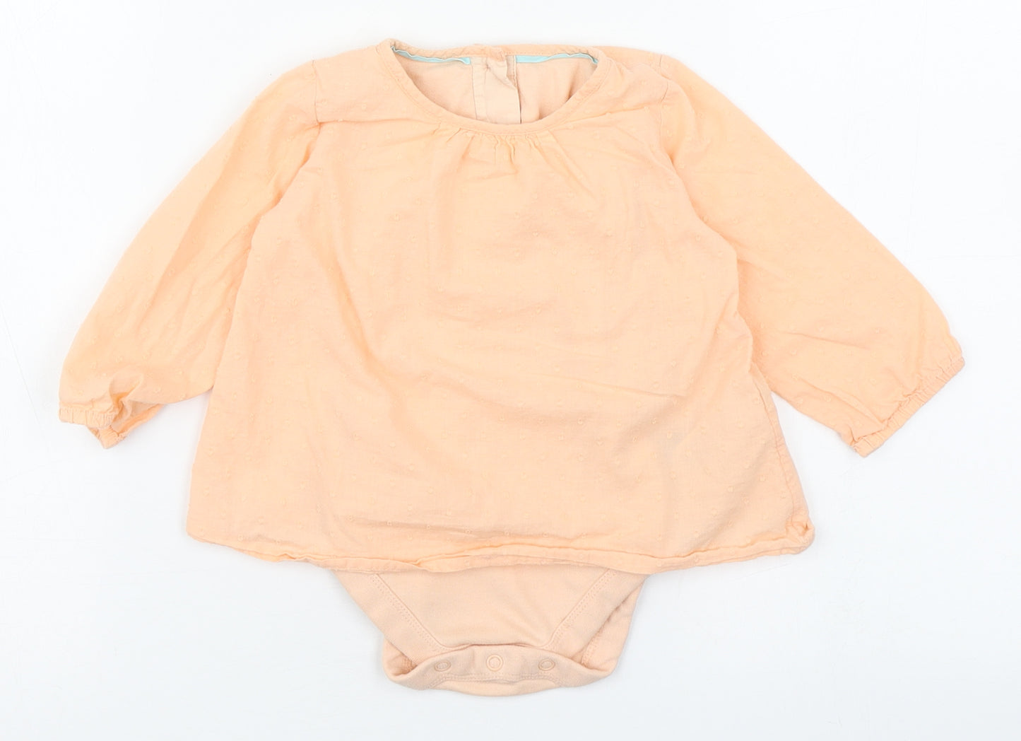 Marks and Spencer Girls Orange  Cotton Babygrow One-Piece Size 6-9 Months  Button