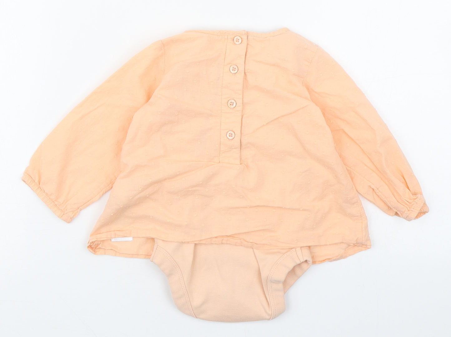 Marks and Spencer Girls Orange  Cotton Babygrow One-Piece Size 6-9 Months  Button