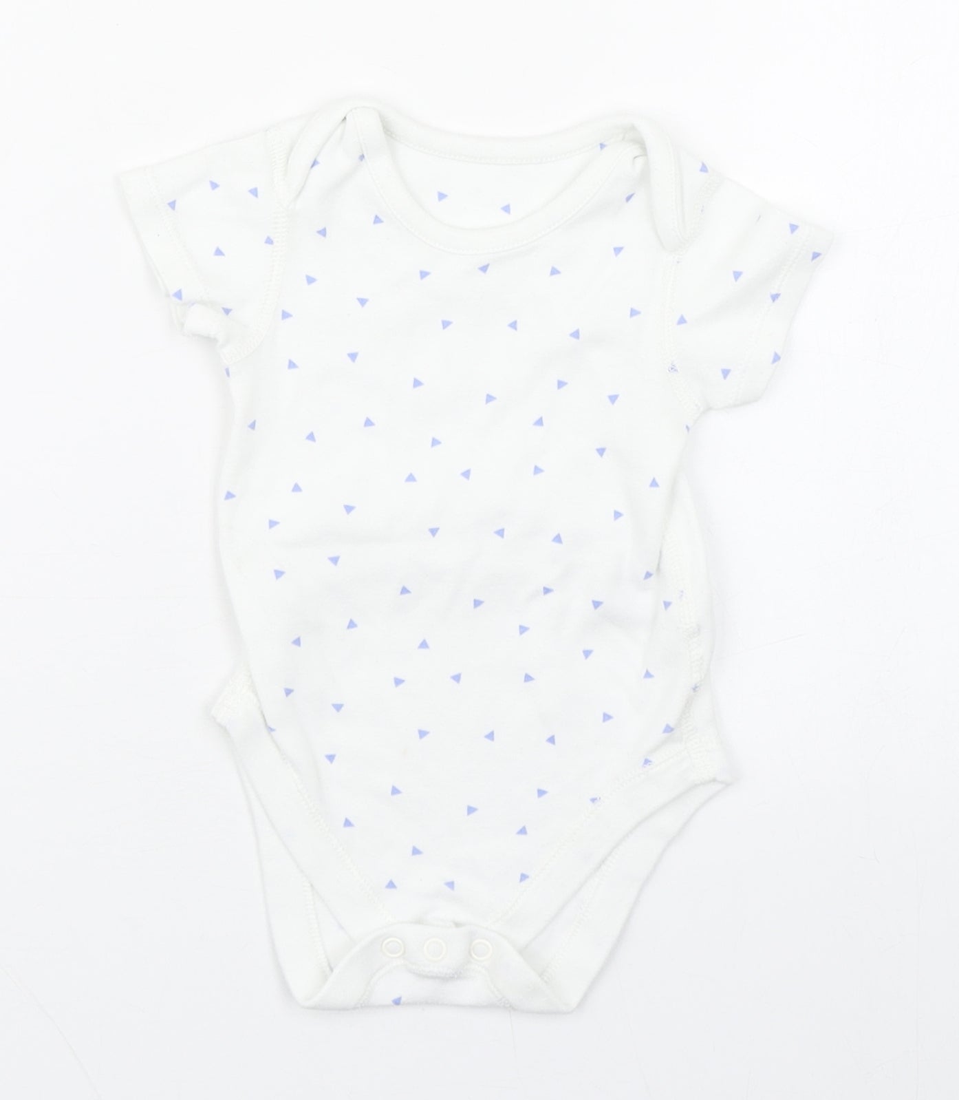 Marks1 Baby White Geometric 100% Cotton Babygrow One-Piece Size 6-9 Months  Button