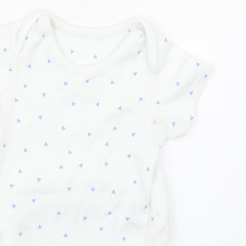 Marks1 Baby White Geometric 100% Cotton Babygrow One-Piece Size 6-9 Months  Button