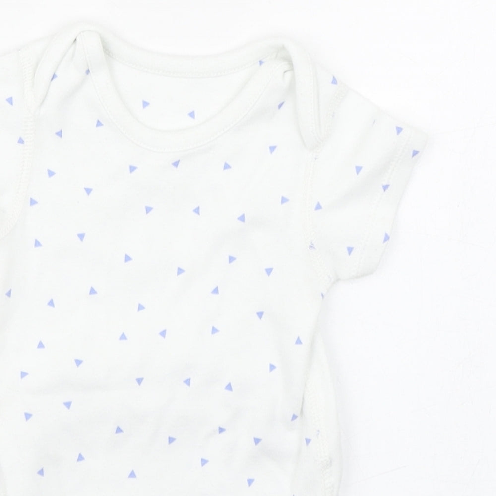 Marks1 Baby White Geometric 100% Cotton Babygrow One-Piece Size 6-9 Months  Button