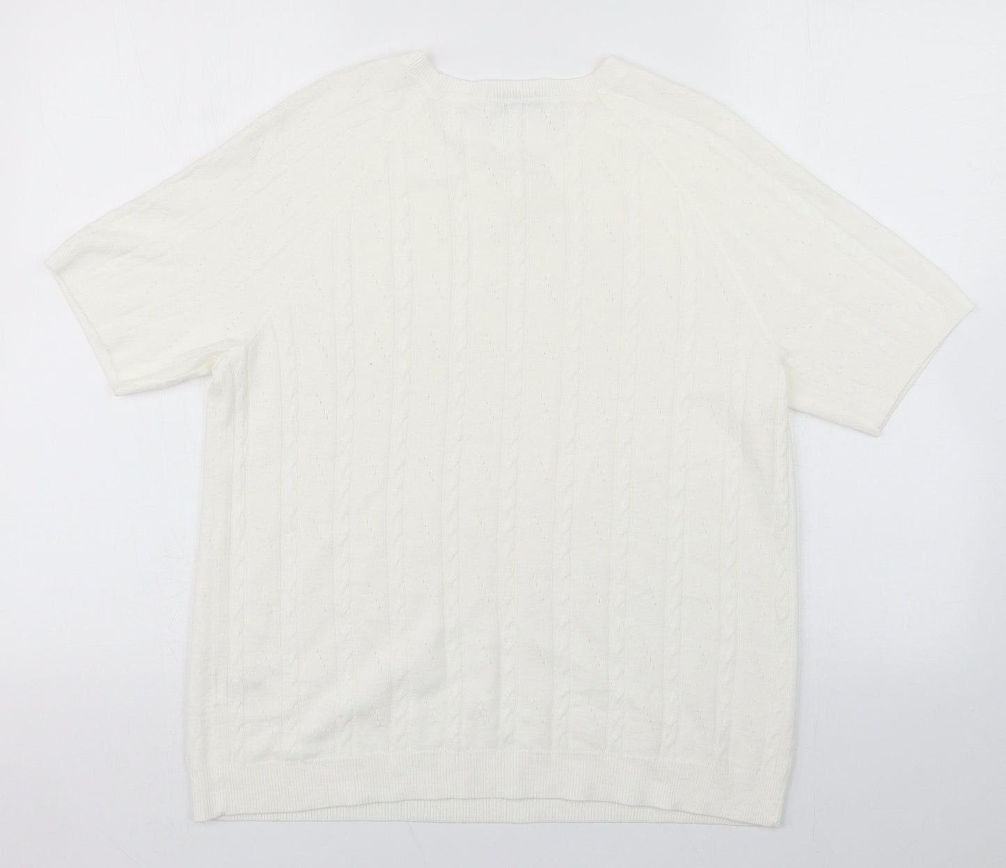 TU Womens White  Acrylic Basic T-Shirt Size 16 Round Neck