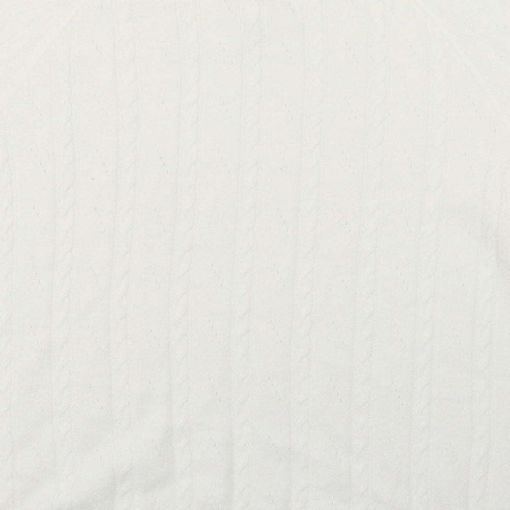 TU Womens White  Acrylic Basic T-Shirt Size 16 Round Neck