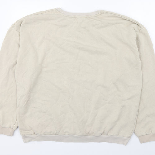 PRETTYLITTLETHING Womens Beige  Cotton Pullover Sweatshirt Size L   - Love