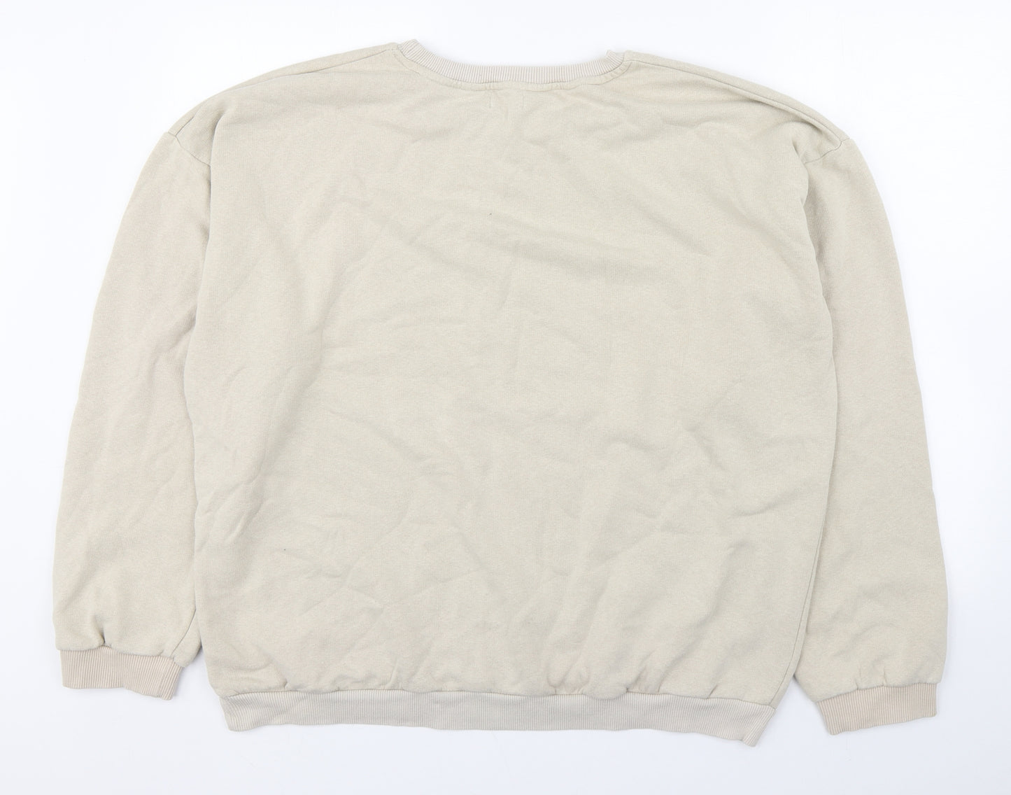 PRETTYLITTLETHING Womens Beige  Cotton Pullover Sweatshirt Size L   - Love