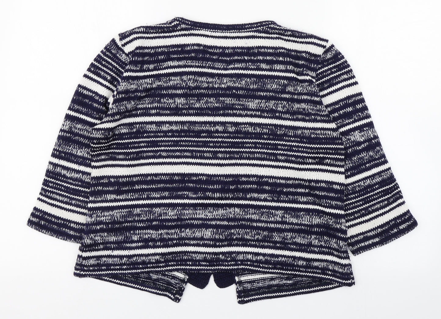 Per Una Womens Blue Round Neck Striped Acrylic Cardigan Jumper Size M